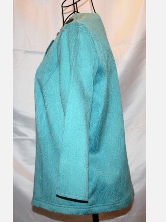 Alfred Dunner Green Blazer Beaded Collar 8 Petite Zip Front Jacket Cotton Blend - Picture 4 of 4